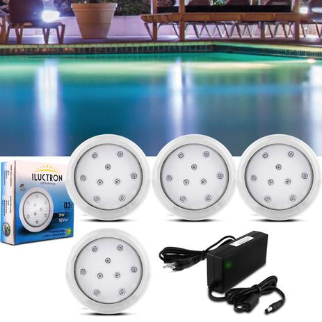 Kit 4 Luminárias Led Piscina Iluctron Azul 80mm 36W 3960 Lúmens 12V Branco + Fonte Led Bivolt 60W 5A Menor preço em Kit 4 Luminárias Led Piscina Iluctron Azul 80mm 36W 3960 Lúmens 12V Branco + Fonte Led Bivolt 60W 5A