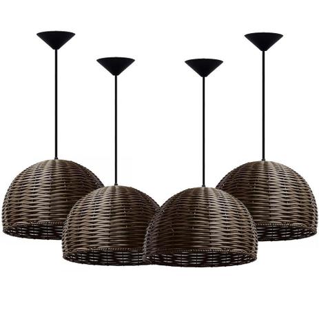 Kit 4 Lustres Pendente Luminária Corôa De Junco Marrom 20x30 - Decora Na Net Menor preço em Kit 4 Lustres Pendente Luminária Corôa De Junco Marrom 20x30 - Decora Na Net