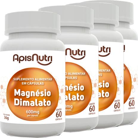 Kit 4 Magnésio Dimalato Apisnutri 60 Capsulas Menor preço em Kit 4 Magnésio Dimalato Apisnutri 60 Capsulas