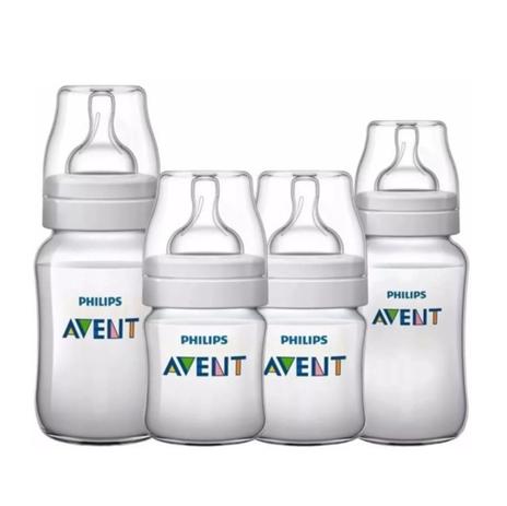 Kit 4 Mamadeiras Clássica Anticólica 125 260 330 ml Avent Transparente - Philips Avent Menor preço em Kit 4 Mamadeiras Clássica Anticólica 125 260 330 ml Avent Transparente - Philips Avent
