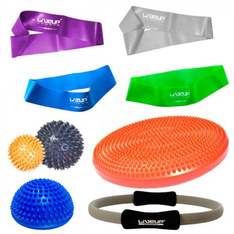 Kit 4 Mini Bands + 2 Bolas Cravo + Disco com Anel Pilates + Meia Bola Cravo 16 Cm liveup Menor preço em Kit 4 Mini Bands + 2 Bolas Cravo + Disco com Anel Pilates + Meia Bola Cravo 16 Cm liveup