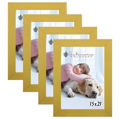 Kit 4 Molduras Porta Retrato 15X21 Amarelo - Santamaria molduras Menor preço em Kit 4 Molduras Porta Retrato 15X21 Amarelo - Santamaria molduras