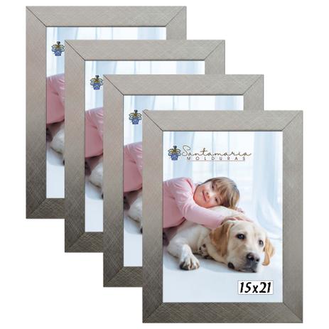 Kit 4 Molduras Porta Retrato 15X21 Prateado - Santamaria molduras Menor preço em Kit 4 Molduras Porta Retrato 15X21 Prateado - Santamaria molduras