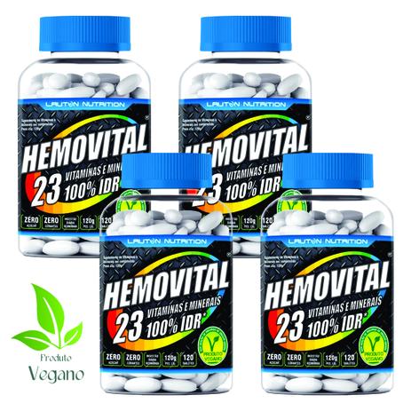 KIT 4 MULTIVITAMÍNICO HEMOVITAL - 120 tabletes - Polivitamínico - 23 Vitaminas Minerais - Lauton Menor preço em KIT 4 MULTIVITAMÍNICO HEMOVITAL - 120 tabletes - Polivitamínico - 23 Vitaminas Minerais - Lauton