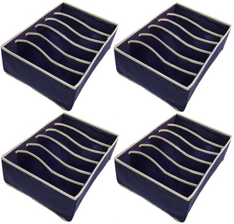 Kit 4 Organizadores Gaveta Nichos Tnt Sutiã Meia Cueca Closet Caixa Cor: Azul - Unica Menor preço em Kit 4 Organizadores Gaveta Nichos Tnt Sutiã Meia Cueca Closet Caixa Cor: Azul - Unica