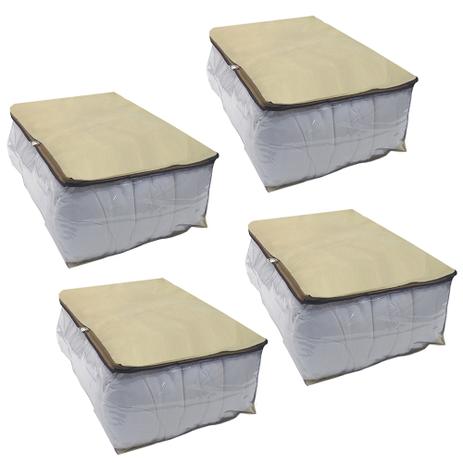 Kit 4 Organizadores Multiuso Porta Edredom Toalha Cobertor Guarda Roupas 45x45x20 cm - Nacional Menor preço em Kit 4 Organizadores Multiuso Porta Edredom Toalha Cobertor Guarda Roupas 45x45x20 cm - Nacional