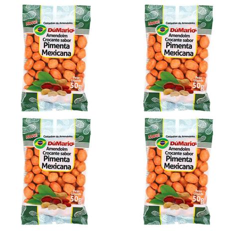 Kit 4 Pacotes Amendoim Crocante Sabor Pimenta Mexicana 50 gramas - Amendoim dumario Menor preço em Kit 4 Pacotes Amendoim Crocante Sabor Pimenta Mexicana 50 gramas - Amendoim dumario