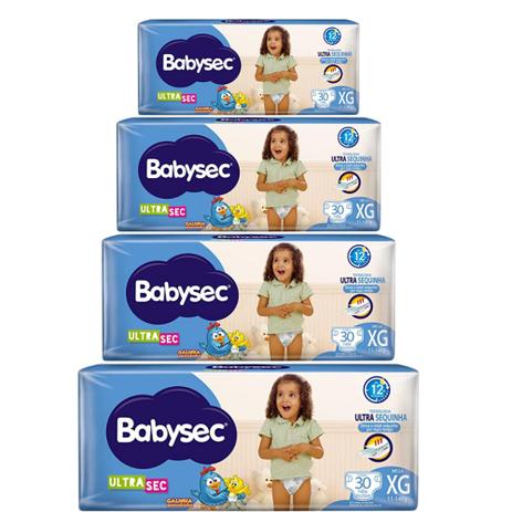 Kit 4 Pacotes Fralda Descartável Babysec Ultrasec Mega XG - Babysec mega Menor preço em Kit 4 Pacotes Fralda Descartável Babysec Ultrasec Mega XG - Babysec mega