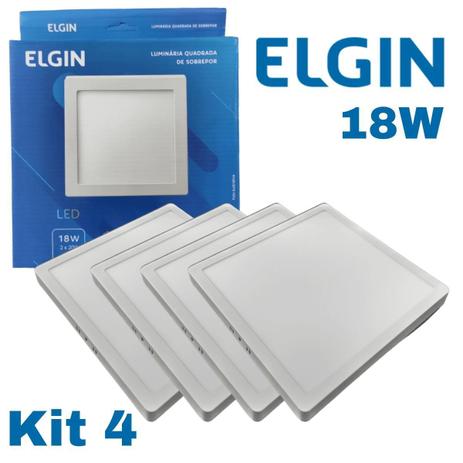 KIT 4 Painel Plafon LED Sobrepor Quadrado 18W B Frio ELGIN Menor preço em KIT 4 Painel Plafon LED Sobrepor Quadrado 18W B Frio ELGIN