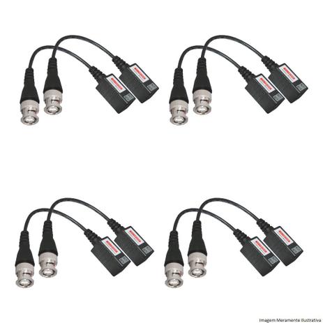 Kit 4 pares conector vídeo balun passivo analógico para cftv - Newprotec Menor preço em Kit 4 pares conector vídeo balun passivo analógico para cftv - Newprotec