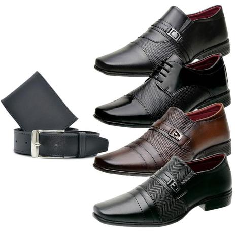 Kit 4 Pares Sapato Social Masculino Macio + Carteira + Cinto - Torrenezzi -  Kit Masculino - Magazine Luiza