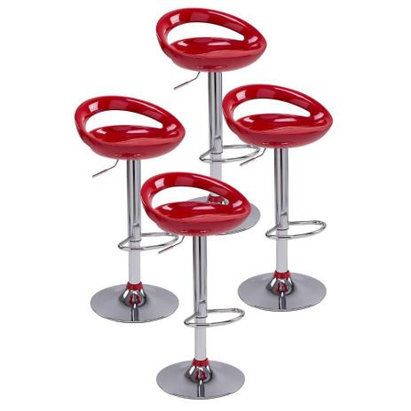 Kit 4 Peças Banqueta Meia Lua Vermelho - Just Home Collection Menor preço em Kit 4 Peças Banqueta Meia Lua Vermelho - Just Home Collection