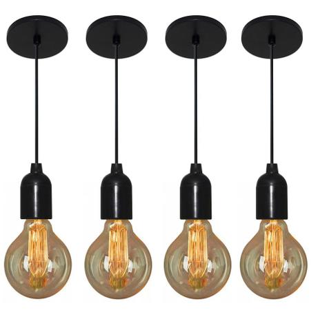 Kit/4 Pendente Luminaria Retro Md-4149 Suporte Para Lampada / Não Inclusa - Vivare Iluminação Menor preço em Kit/4 Pendente Luminaria Retro Md-4149 Suporte Para Lampada / Não Inclusa - Vivare Iluminação