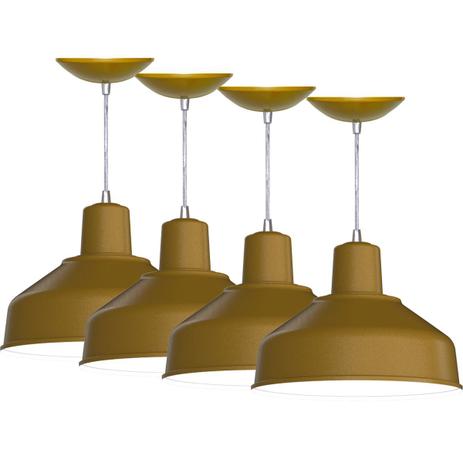 Kit 4 Pendentes Bedd 12 Retrô (Dourado/ Branco) - Shop da iluminação é boa?