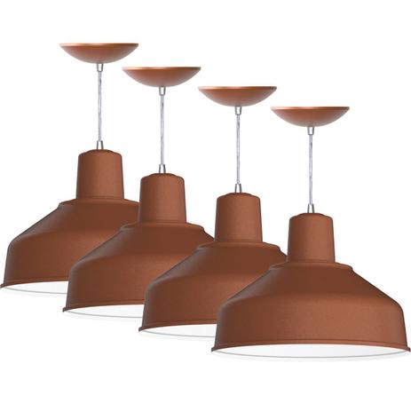 Kit 4 Pendentes Bedd 14 Retrô (Bronze / Branco) - Shop da iluminação é boa?