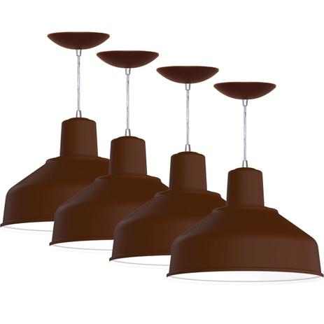 Kit 4 Pendentes Bedd 14 Retrô (Café Textura / Branco) - Shop da iluminação é boa?