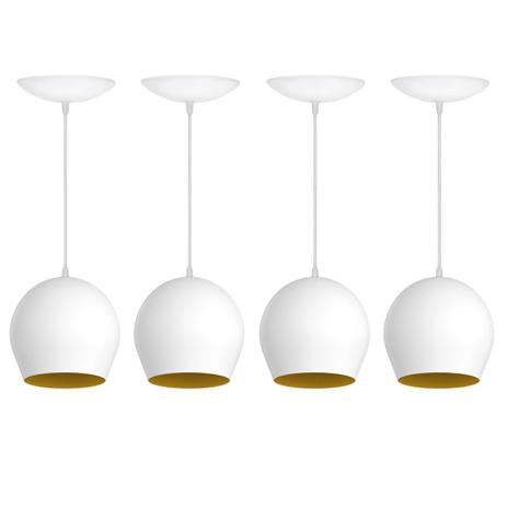 Kit 4 Pendentes Bola (Branco Textura / Dourado) - Shop da iluminação Menor preço em Kit 4 Pendentes Bola (Branco Textura / Dourado) - Shop da iluminação