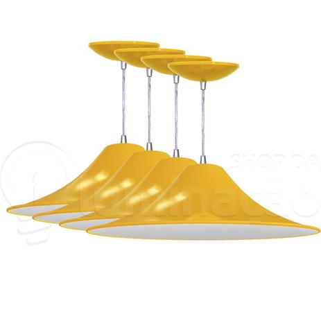 Kit 4 Pendentes Chapéu Chinês (Amarelo / Branco) - Shop da iluminação Menor preço em Kit 4 Pendentes Chapéu Chinês (Amarelo / Branco) - Shop da iluminação