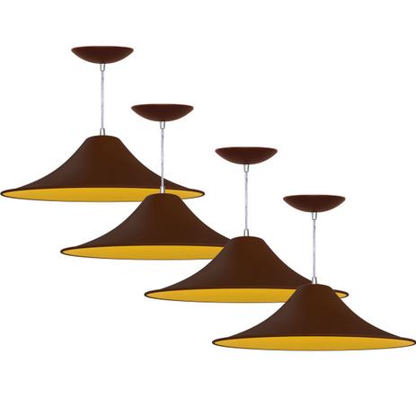 Kit 4 Pendentes Chapéu Chinês (Café Textura / Amarelo) - Shop da iluminação é boa?