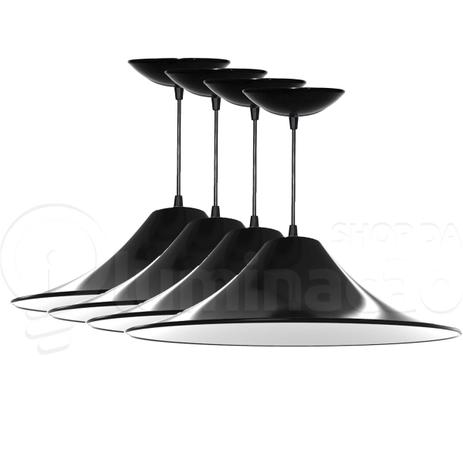 Kit 4 Pendentes Chapéu Chinês (Preto Brilhante / Branco) - Shop da iluminação Menor preço em Kit 4 Pendentes Chapéu Chinês (Preto Brilhante / Branco) - Shop da iluminação