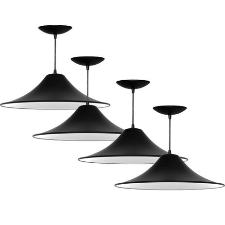 Kit 4 Pendentes Chapéu Chinês (Preto Textura / Branco) - Shop da iluminação Menor preço em Kit 4 Pendentes Chapéu Chinês (Preto Textura / Branco) - Shop da iluminação