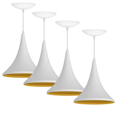 Kit 4 Pendentes Colibri (Branco Textura / Dourado) - Shop da iluminação Menor preço em Kit 4 Pendentes Colibri (Branco Textura / Dourado) - Shop da iluminação