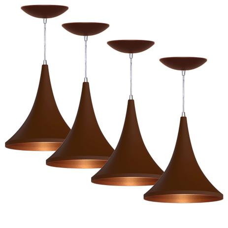 Kit 4 Pendentes Colibri (Café Textura / Bronze) - Shop da iluminação Menor preço em Kit 4 Pendentes Colibri (Café Textura / Bronze) - Shop da iluminação
