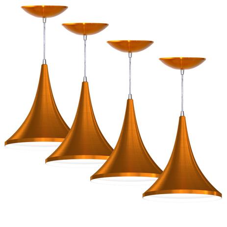 Kit 4 Pendentes Colibri (Cobre Verniz / Branco) - Shop da iluminação Menor preço em Kit 4 Pendentes Colibri (Cobre Verniz / Branco) - Shop da iluminação