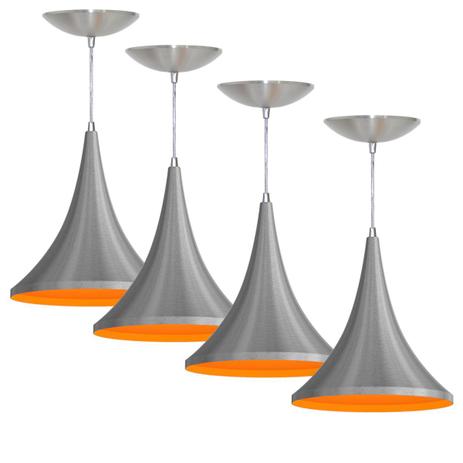 Kit 4 Pendentes Colibri (Escovado / Laranja) - Shop da iluminação é ruim? Kit 4 Pendentes Colibri (Escovado / Laranja) - Shop da iluminação é boa?