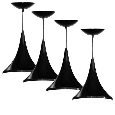 Kit 4 Pendentes Colibri (Preto Brilhante / Branco) - Shop da iluminação é ruim? Kit 4 Pendentes Colibri (Preto Brilhante / Branco) - Shop da iluminação é boa?