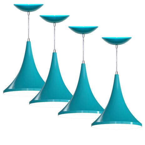 Kit 4 Pendentes Colibri (Turquesa / Branco) - Shop da iluminação Menor preço em Kit 4 Pendentes Colibri (Turquesa / Branco) - Shop da iluminação