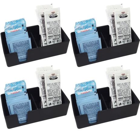 Kit 4 Porta Sachês Açúcar Organizadores Multiuso De Bancada Preto - Coza Menor preço em Kit 4 Porta Sachês Açúcar Organizadores Multiuso De Bancada Preto - Coza