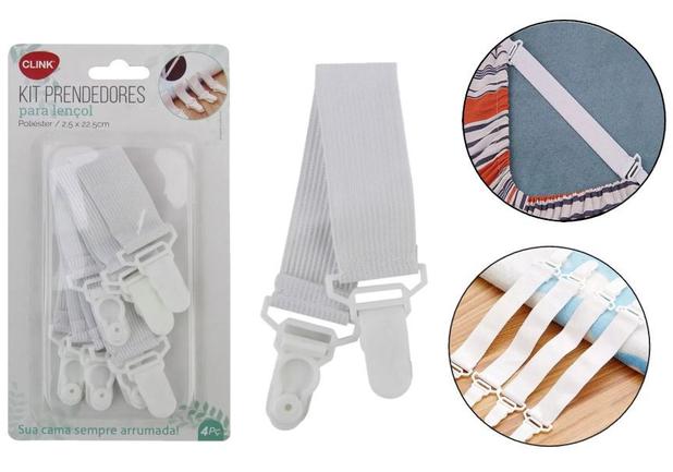 Kit 4 Prendedores Para Lençol Cama Presilha Elástica - Clink Menor preço em Kit 4 Prendedores Para Lençol Cama Presilha Elástica - Clink