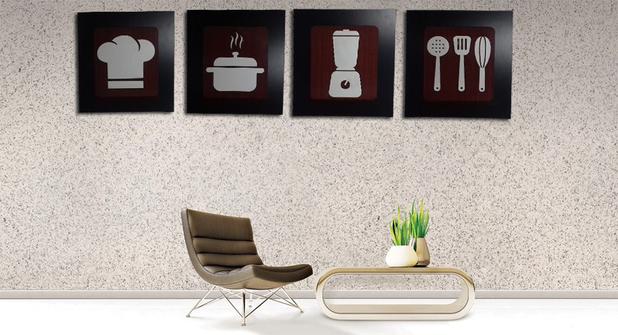 Kit 4 Quadros Decorativos para café, cozinha e restaurante fabricado em MDF com relevo 33 x 30 cm - Decoramix Menor preço em Kit 4 Quadros Decorativos para café, cozinha e restaurante fabricado em MDF com relevo 33 x 30 cm - Decoramix