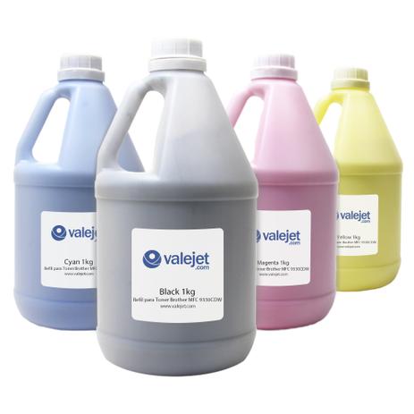 Kit 4 Refil Toner Brother TN221 HL 3170CDW MFC 9330CDW CMYK 1Kg - Valejet Menor preço em Kit 4 Refil Toner Brother TN221 HL 3170CDW MFC 9330CDW CMYK 1Kg - Valejet