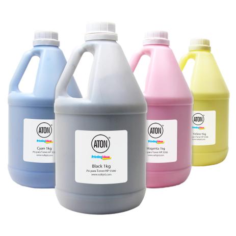 Kit 4 Refis para Toner HP C9730A C9731A C9732A C9733A CMYK 1Kg Aton Menor preço em Kit 4 Refis para Toner HP C9730A C9731A C9732A C9733A CMYK 1Kg Aton
