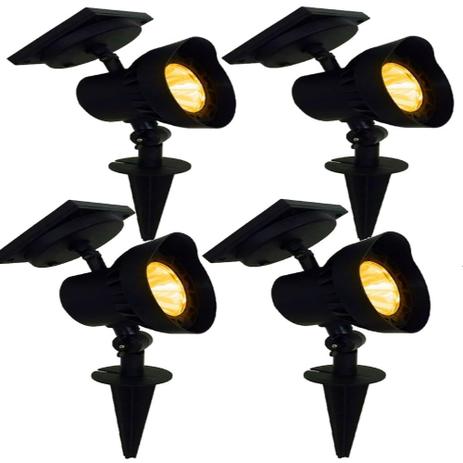 Kit 4 refletor Solar jardim led amarelo ambar 20x mais forte Luminária prova de água - Ecoforce Menor preço em Kit 4 refletor Solar jardim led amarelo ambar 20x mais forte Luminária prova de água - Ecoforce