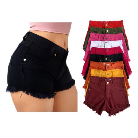 kit 4 shorts feminino desfiado com lycra brim sarja - Elite Fashion Menor preço em kit 4 shorts feminino desfiado com lycra brim sarja - Elite Fashion
