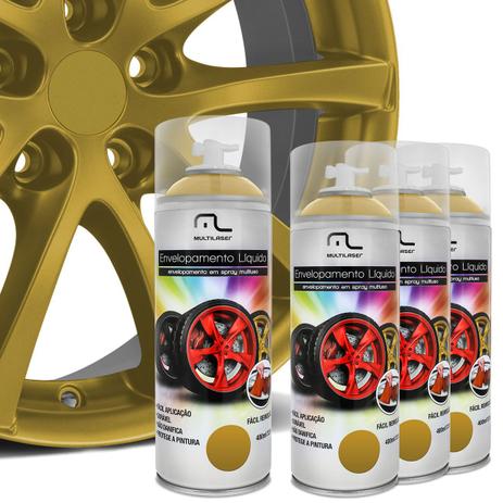 Kit 4 Spray Envelopamento Liquido Dourado 400ml Multilaser Au422 Multiuso Rodas Carro Moto Menor preço em Kit 4 Spray Envelopamento Liquido Dourado 400ml Multilaser Au422 Multiuso Rodas Carro Moto