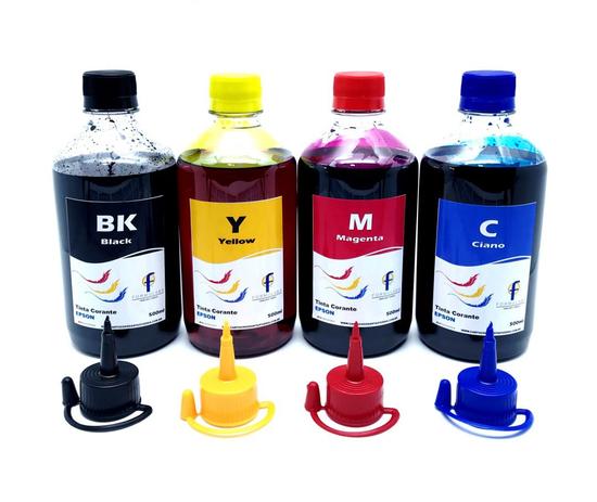 Kit 4 Tinta Para Impressora Epson Ecotank L200 L1300 L220 L355 L455 - T664 Cmyk Corante De 500ml - Formulabs Menor preço em Kit 4 Tinta Para Impressora Epson Ecotank L200 L1300 L220 L355 L455 - T664 Cmyk Corante De 500ml - Formulabs