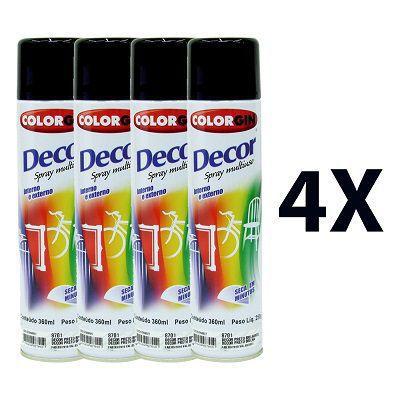 Kit 4 Tinta Spray Colorgin Uso Geral Cor Preto Brilhante Menor preço em Kit 4 Tinta Spray Colorgin Uso Geral Cor Preto Brilhante