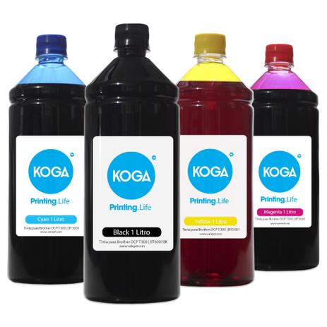 Kit 4 Tintas para Brother DCP T300 T500W CMYK 1 Litro Corante Koga Menor preço em Kit 4 Tintas para Brother DCP T300 T500W CMYK 1 Litro Corante Koga