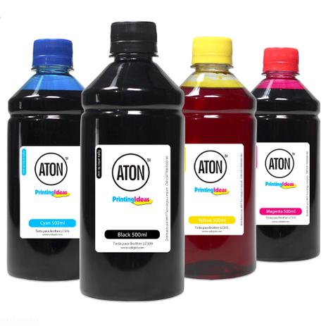 Kit 4 Tintas para Brother LC509 LC505 CMYK 500ml Corante Aton - Valejet Menor preço em Kit 4 Tintas para Brother LC509 LC505 CMYK 500ml Corante Aton - Valejet