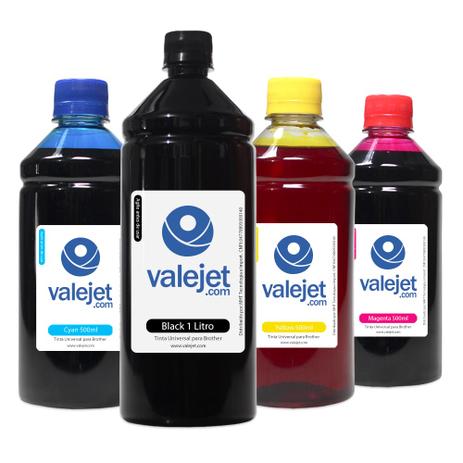 Kit 4 Tintas para Brother Universal Black 1 Litro Coloridas 500ml Valejet Menor preço em Kit 4 Tintas para Brother Universal Black 1 Litro Coloridas 500ml Valejet