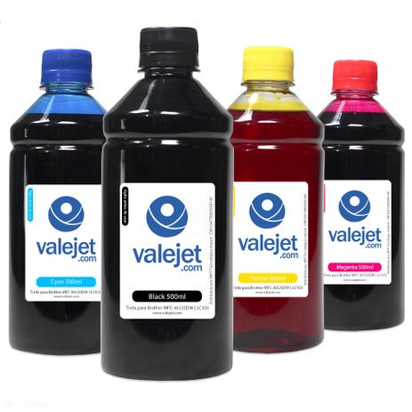 Kit 4 Tintas para Cartucho Brother LC103 CMYK 500ml - Valejet Menor preço em Kit 4 Tintas para Cartucho Brother LC103 CMYK 500ml - Valejet