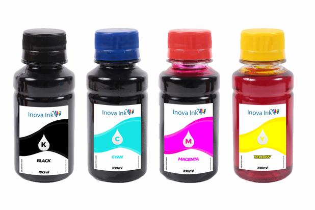 Kit 4 Tintas para cartucho F6V29ABF6V28AB HP 2136HP 3636 100ml - Inova ink Menor preço em Kit 4 Tintas para cartucho F6V29ABF6V28AB HP 2136HP 3636 100ml - Inova ink