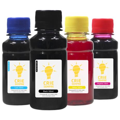 Kit 4 Tintas para Cartucho HP 122 122XL CMYK 100ml Crie Sempre Menor preço em Kit 4 Tintas para Cartucho HP 122 122XL CMYK 100ml Crie Sempre