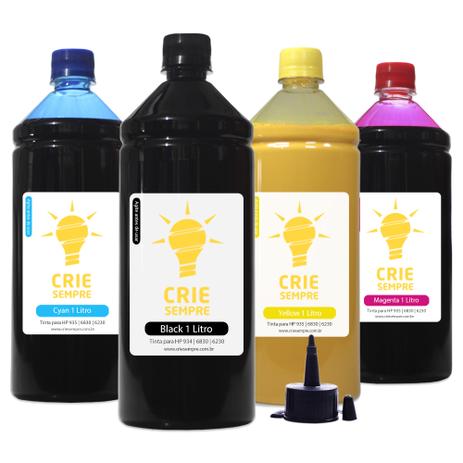 Kit 4 Tintas para Cartucho HP 934  935 CMYK 1 Litro Pigmentada Crie Sempre é boa?