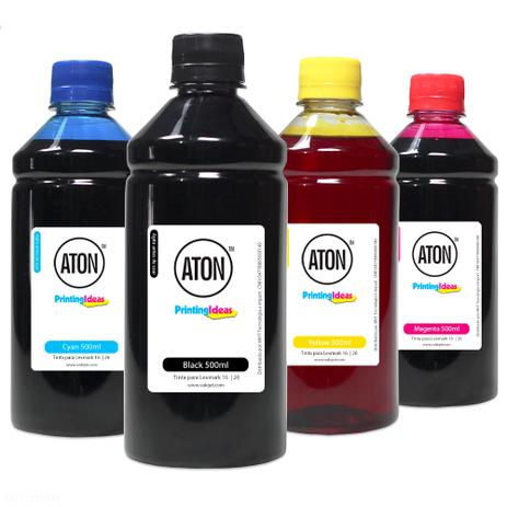 Kit 4 Tintas para Cartucho Lexmark 16 26 CMYK 500ml Aton - Valejet Menor preço em Kit 4 Tintas para Cartucho Lexmark 16 26 CMYK 500ml Aton - Valejet