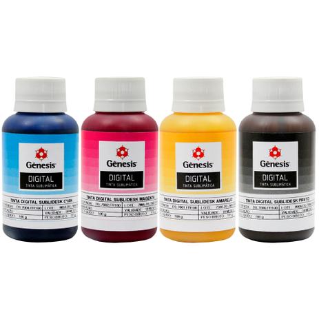 Kit 4 Tintas para Epson L1300 Sublimática Ecotank CMYK 100ml Gênesis - Genesis Menor preço em Kit 4 Tintas para Epson L1300 Sublimática Ecotank CMYK 100ml Gênesis - Genesis